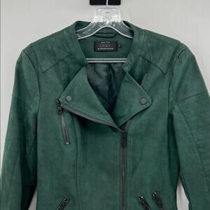 ONLY ONLAVA Synthetic Leather Moto Jacket - Green - 34 or US 2
